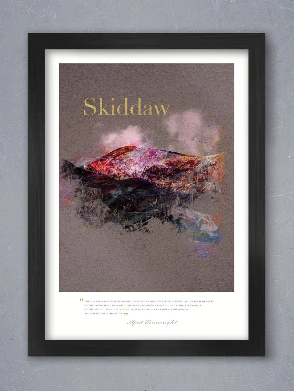 Skiddaw in Wainwright's Words - Lake District Print