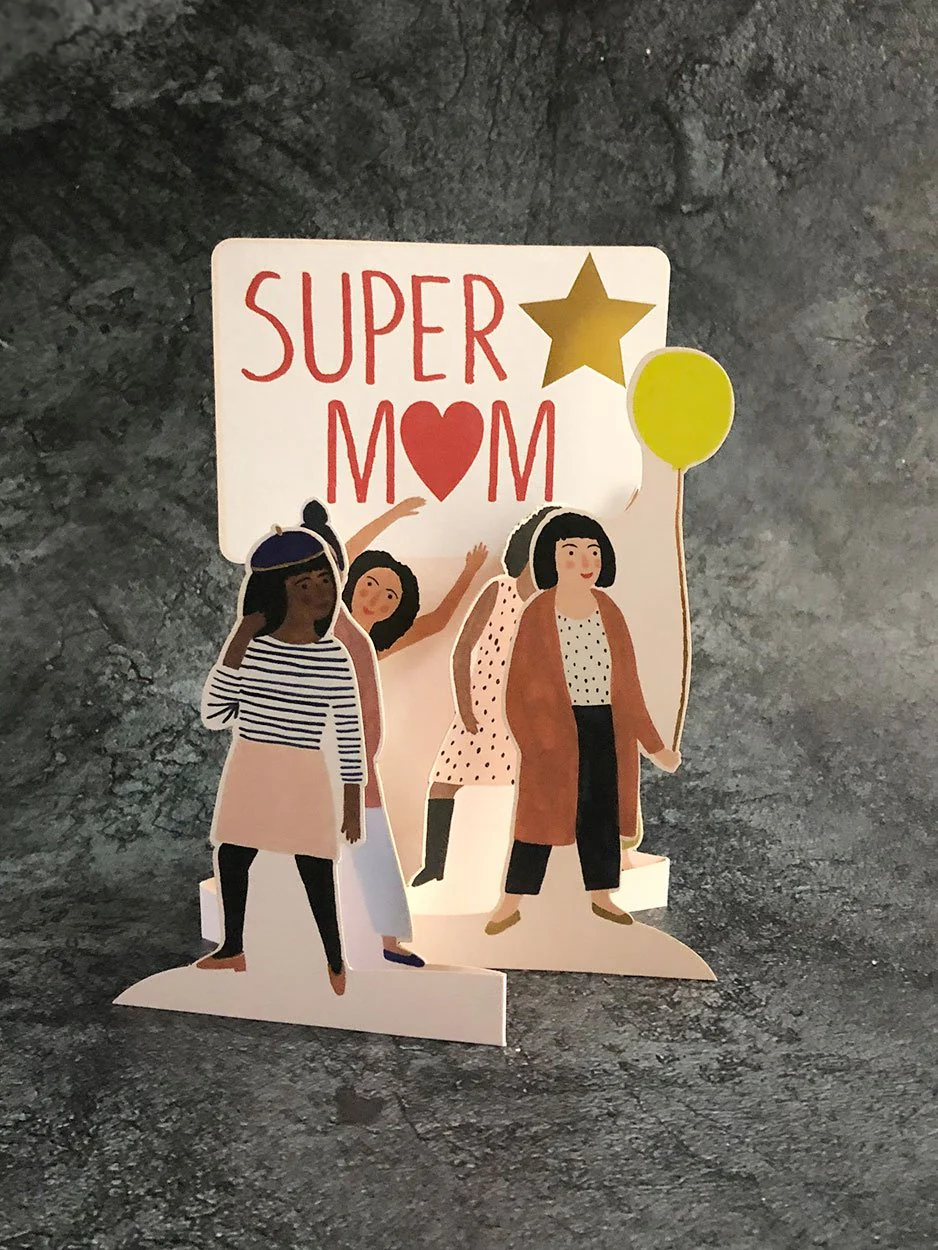Super Mum Mothers Day Card - Blank Die Cut Greeting Card