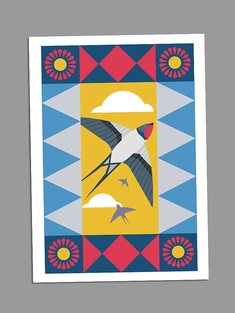 Swallow - Blank Greeting Card
