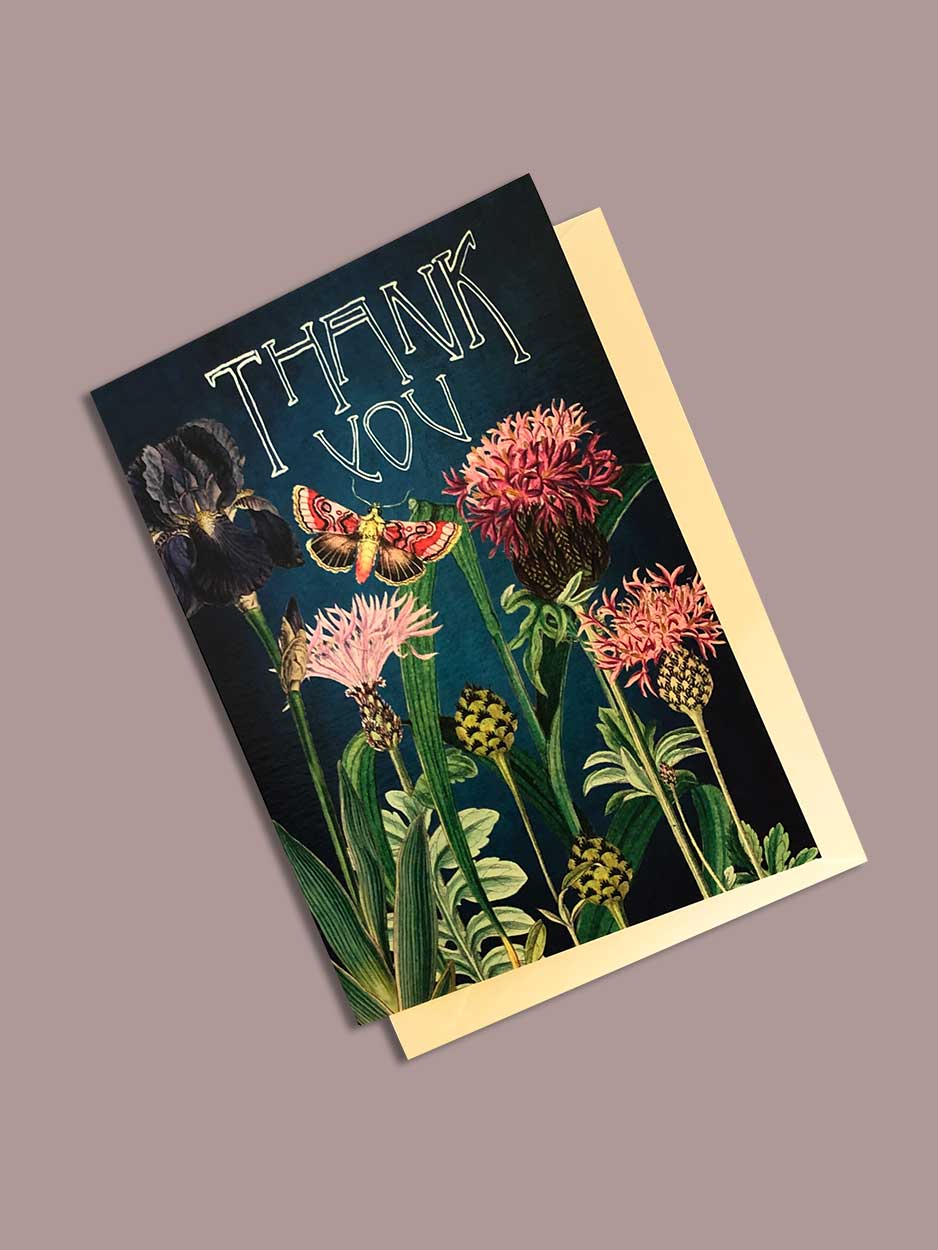 Thank you Floral Butterflies - Blank Greeting Card