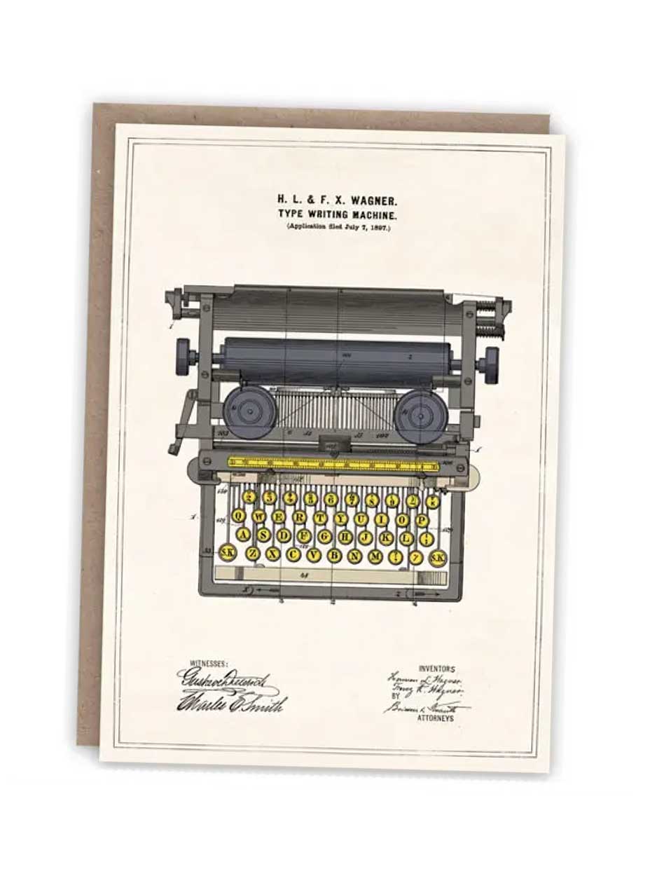 Typewriter Diagram - Blank Greeting Card