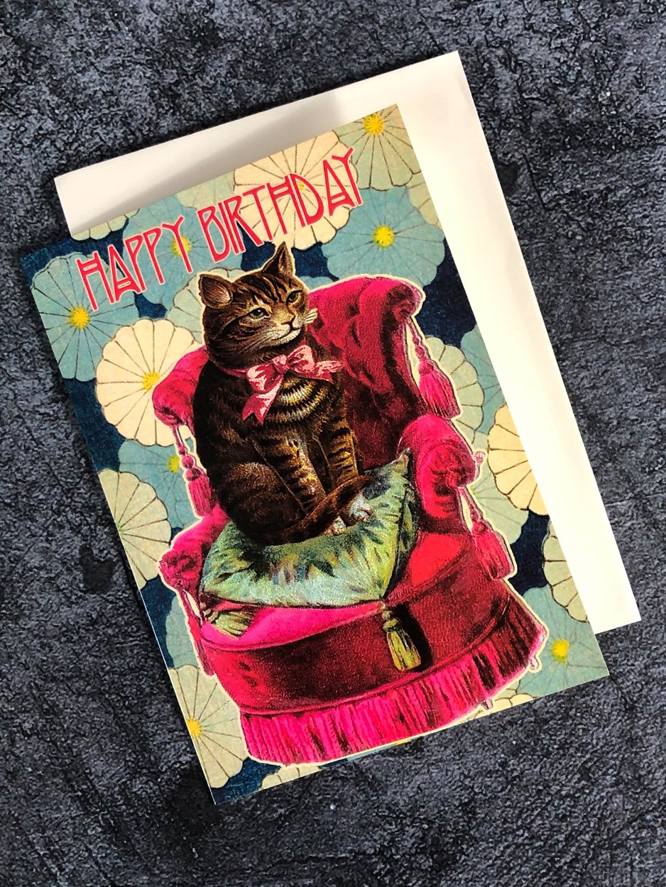 Vintage Cat Greetings Card
