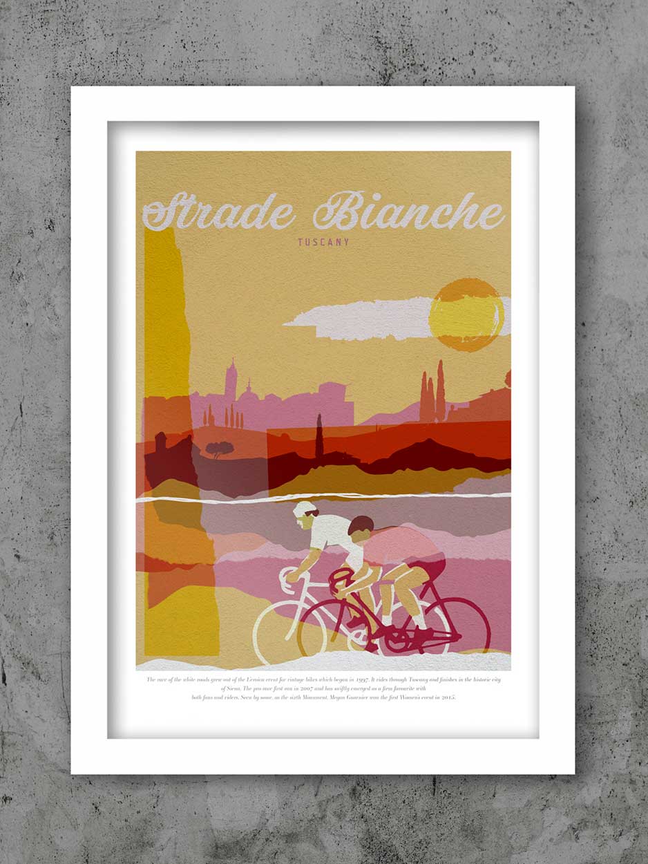 White Roads Strade Bianche - Cycling Print - Image 2