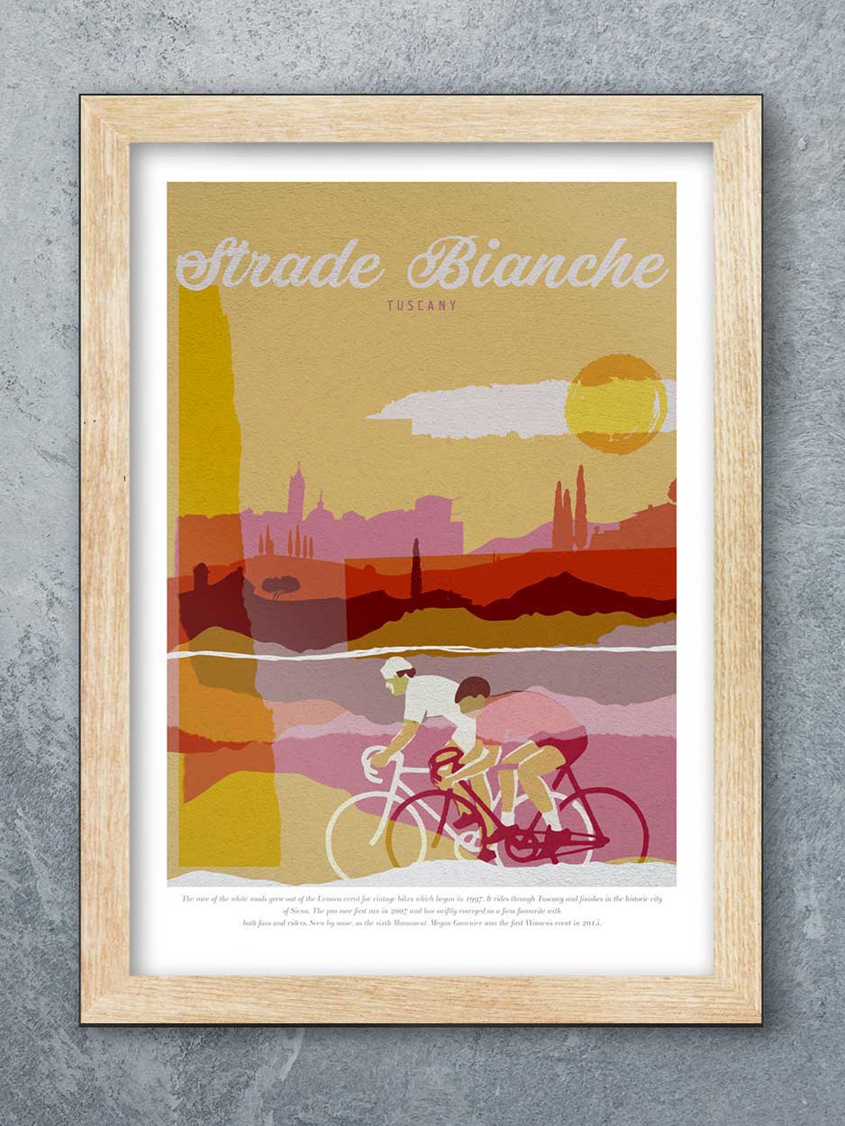 White Roads Strade Bianche - Cycling Print - Image 3