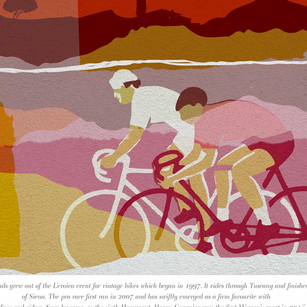 White Roads Strade Bianche - Cycling Print - Image 4