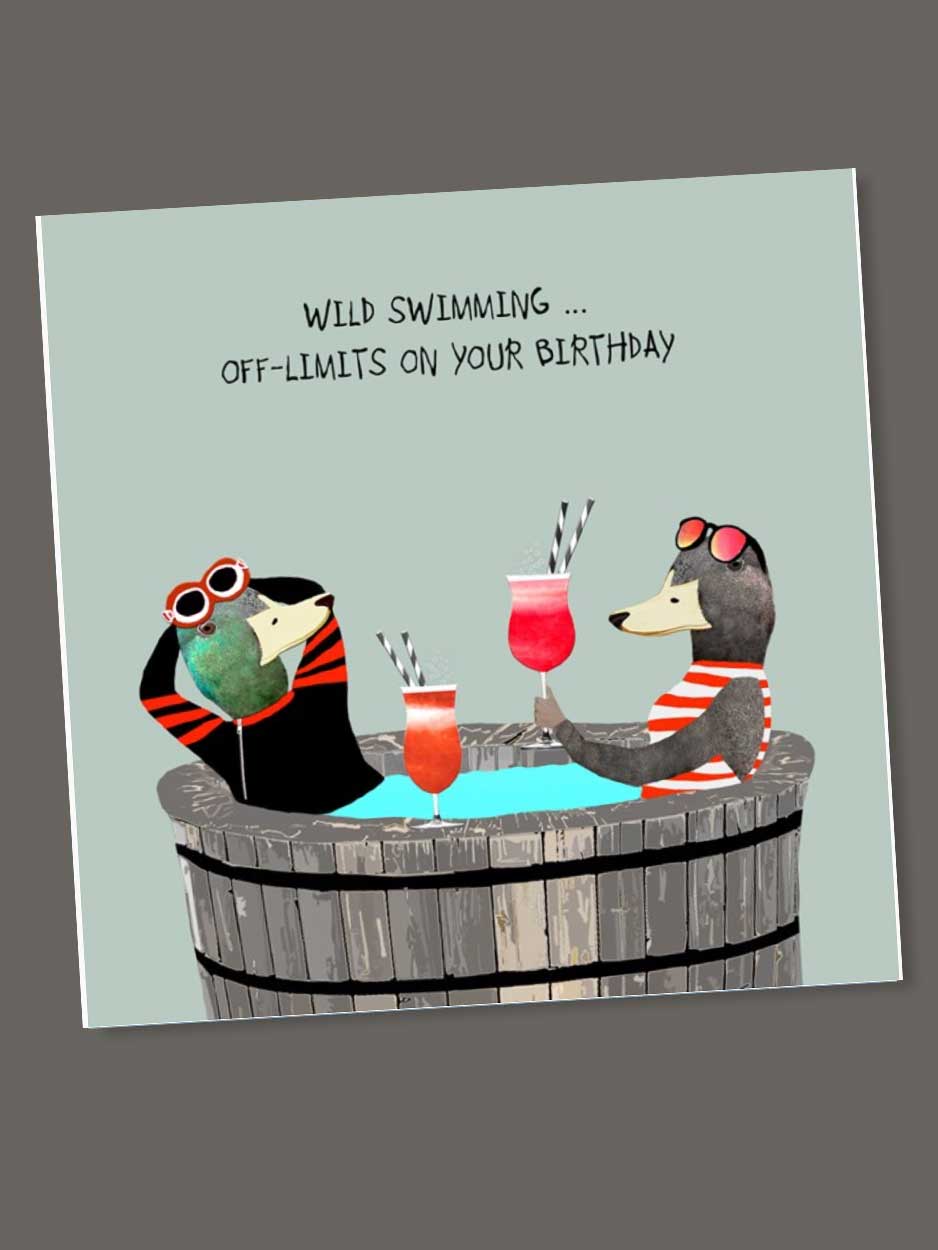 Wild Swimming Birthday Card- Blank Card