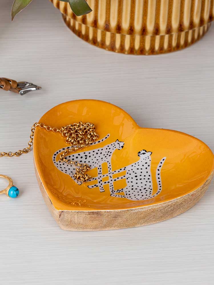 Wooden Leopard Trinket Tray