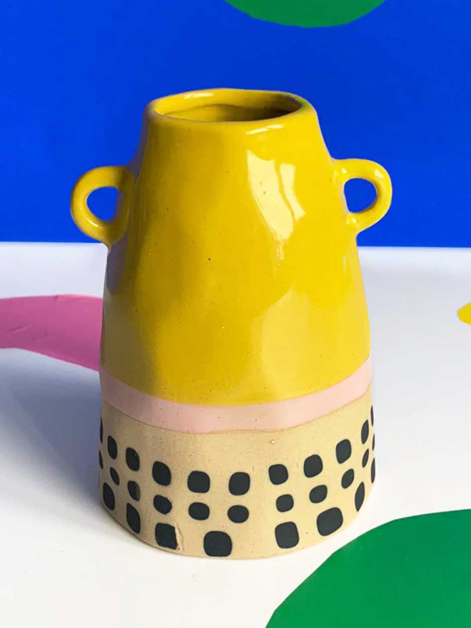 Yellow Part Glazed Vase